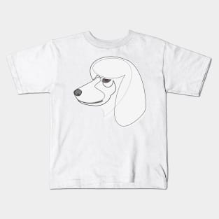 White French Poodle - one line drawing with colour Kids T-Shirt